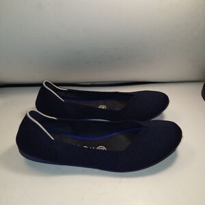 Rothy’s The Flat Navy Blue Knit Round Toe Slip On Flats Shoes Women's sz 8.